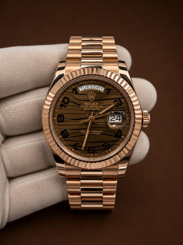 Not just a watch — a statement on the wrist🤎The warm rose-gold tones, bold Roman numerals, and