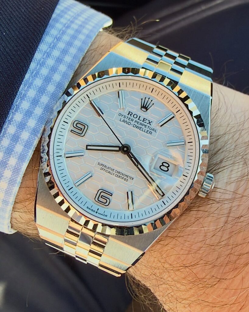 All suited up today with the Rolex Land-Dweller 36mm. It’s possible I’m in my integrated bracele